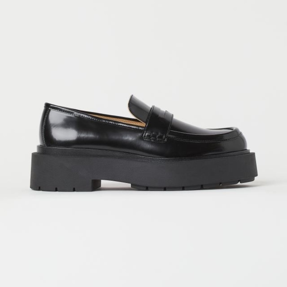 Leather platform loafers